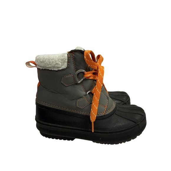 Gymboree Other - Gymboree LIttle Boy's Snow Boots Grey Orange Winter Duck Lace Closure Size 1